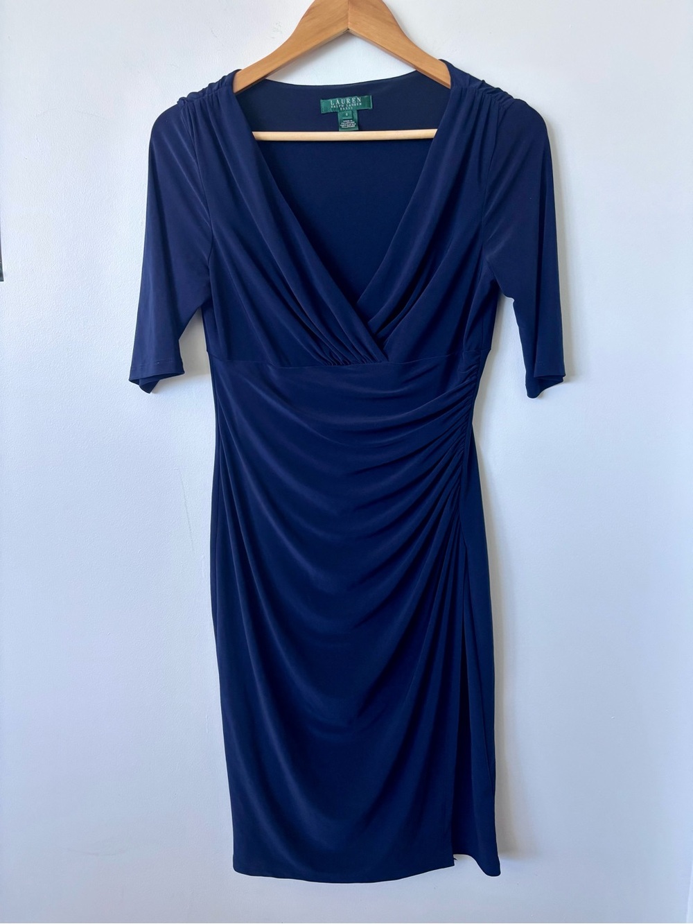 Lauren by Ralph Lauren navy faux wrap dress